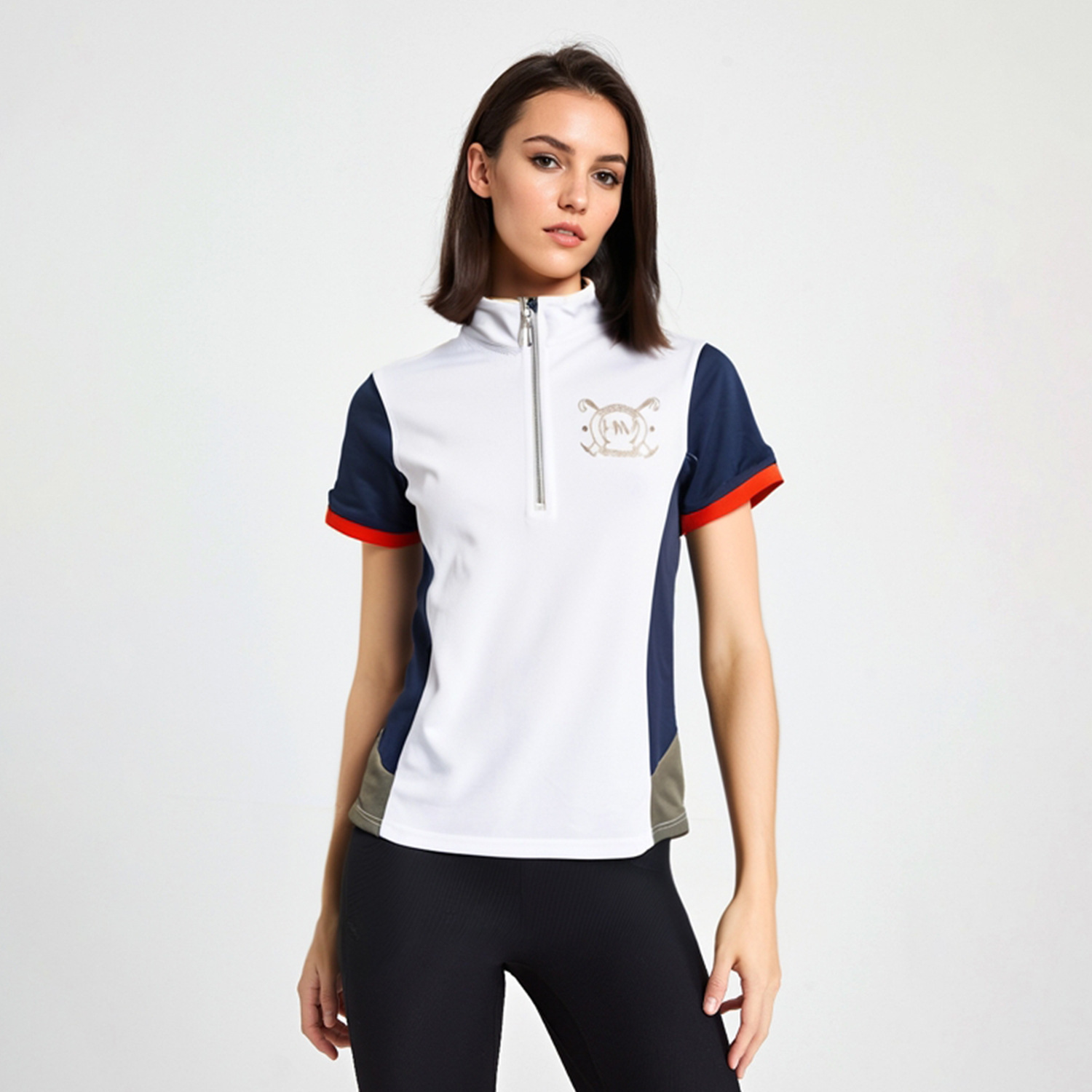 Summer Equestrian Clothing - 호스웨어 여성용 스탠드 칼라 래글런 반팔