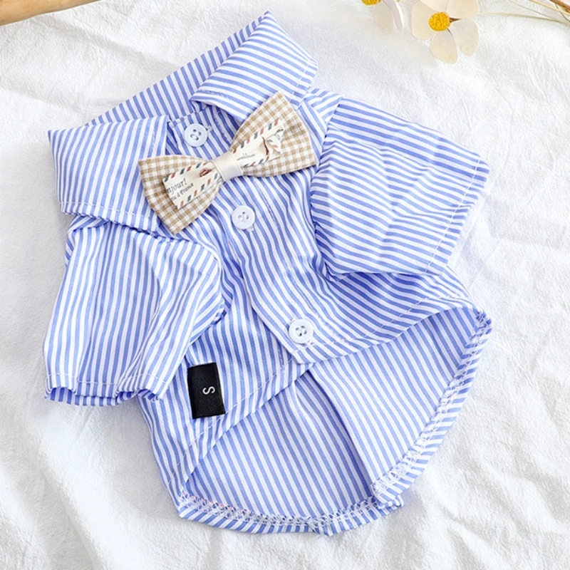 Summer Clothing Wholesale - 애완견 옷 Bowknot 줄무늬 셔츠 작은