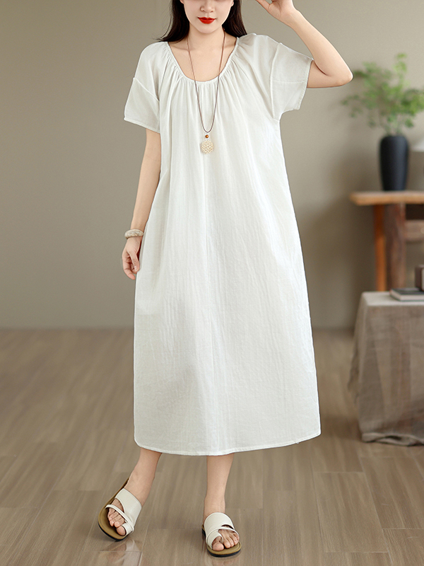 Summer Clothing Outlet - 여름 새로운 캐주얼 코튼 드레스 느슨한