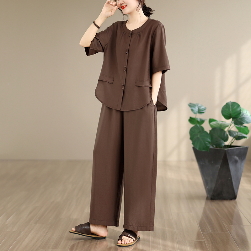 Summer Clothing For Women Over 60 - 새로운 여름 코튼 린넨 루즈핏 유행