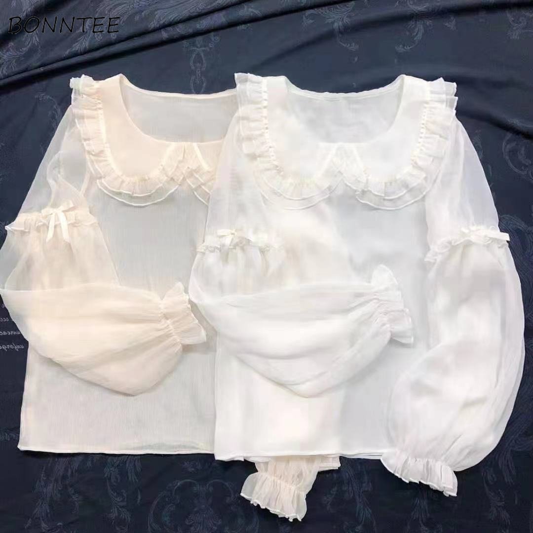 Crop Blouse Linen - 여성용 루즈핏 크롭 블라우스, 올매치 피터팬