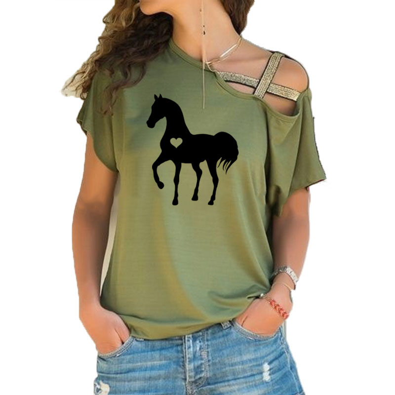 Summer Equestrian Clothing - 말 애호가에게 선물하는 하트 말 티셔츠,