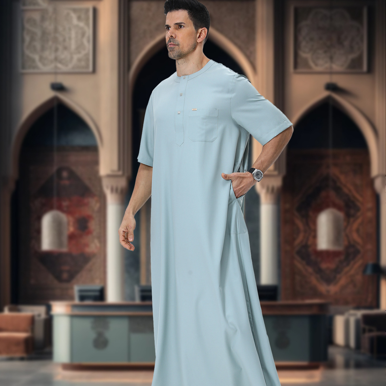 Summer Clothing Pakistan - 무슬림 남성 아바야 카프탄 파키스탄 사우디아라비아