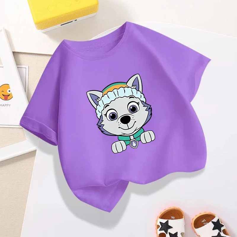 Paw Patrols 시리즈 티셔츠 보라색 귀여운 에베 - Summer Everest Clothing 리뷰 및 가격