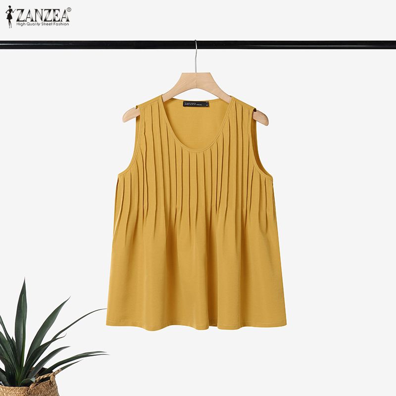 ZANZEA 플러스 사이즈 5XL 여성 핀턱 탱크 탑  - Summer Clothing Plus 리뷰 및 가격
