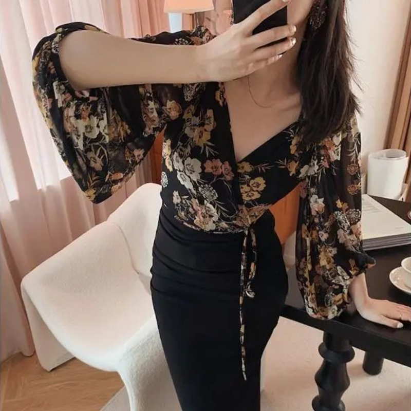 일본 스타일 빈티지 꽃 블라우스 여성 섹시한 v 넥 랜 - Crop Blouse Linen 리뷰 및 가격