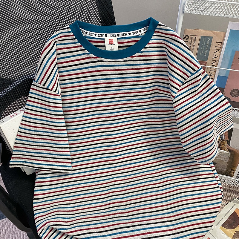 순면 스트라이프 반팔 티셔츠 아울렛 여름 컬렉션 라운드 - Summer Clothing Outlet 리뷰 및 가격