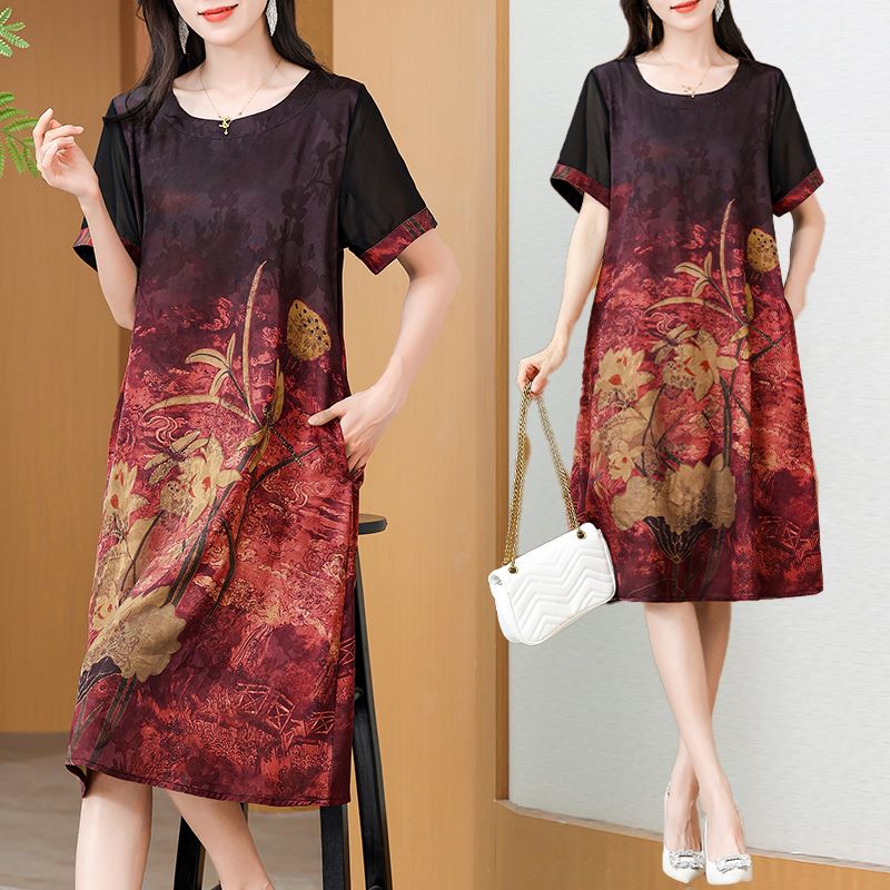 우아한 미디 기장 프린트 원피스 맘 스타일 여름 202 - Summer Clothing For Women Over 60 리뷰 및 가격
