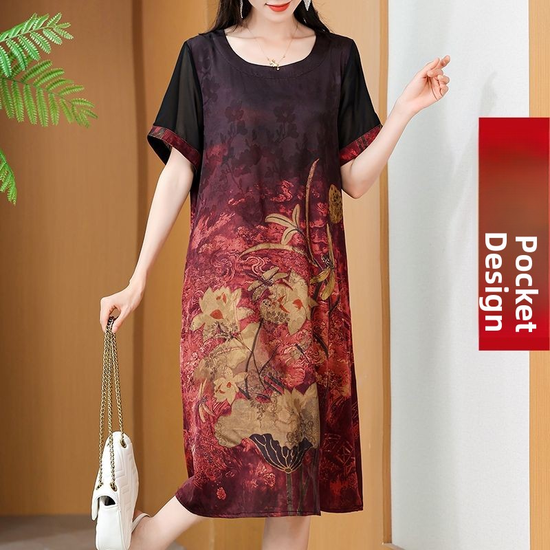 우아한 미디 기장 프린트 원피스 맘 스타일 여름 202 - Summer Clothing For Women Over 60 리뷰 및 가격