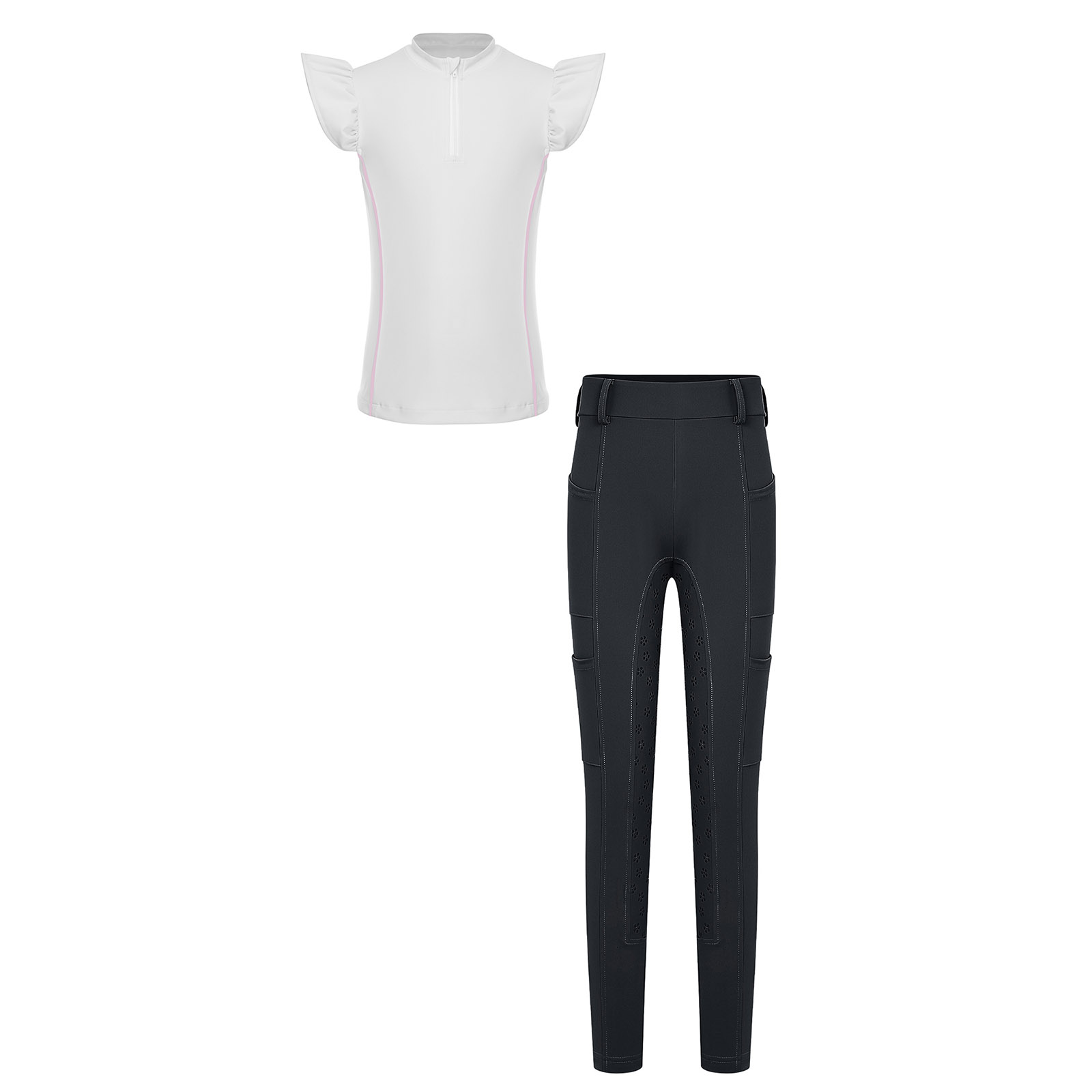 어린이 여자아이 승마복 승마 의류 러플 소매 셔츠 상의 - Summer Equestrian Clothing 리뷰 및 가격