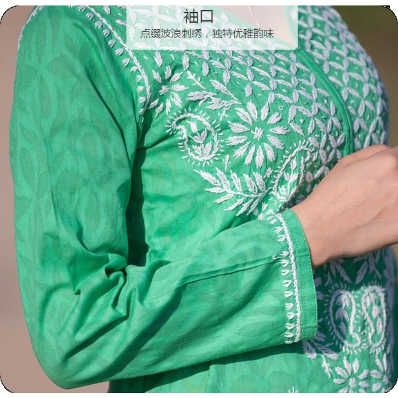 여성용 자수 쿠르티 인도/파키스탄 튜닉 탑 봄 여름 얇 - Summer Clothing Pakistan 리뷰 및 가격
