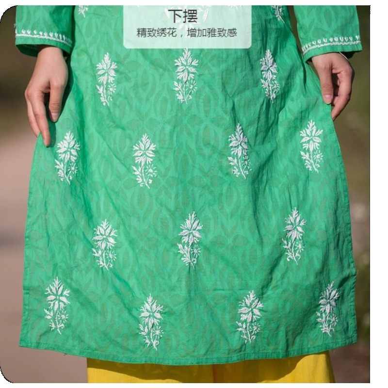 여성용 자수 쿠르티 인도/파키스탄 튜닉 탑 봄 여름 얇 - Summer Clothing Pakistan 리뷰 및 가격
