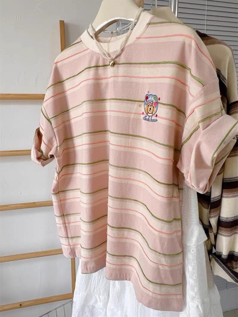 순면 스트라이프 반팔 티셔츠, 패셔너블한 여름 아울렛  - Summer Clothing Outlet 리뷰 및 가격