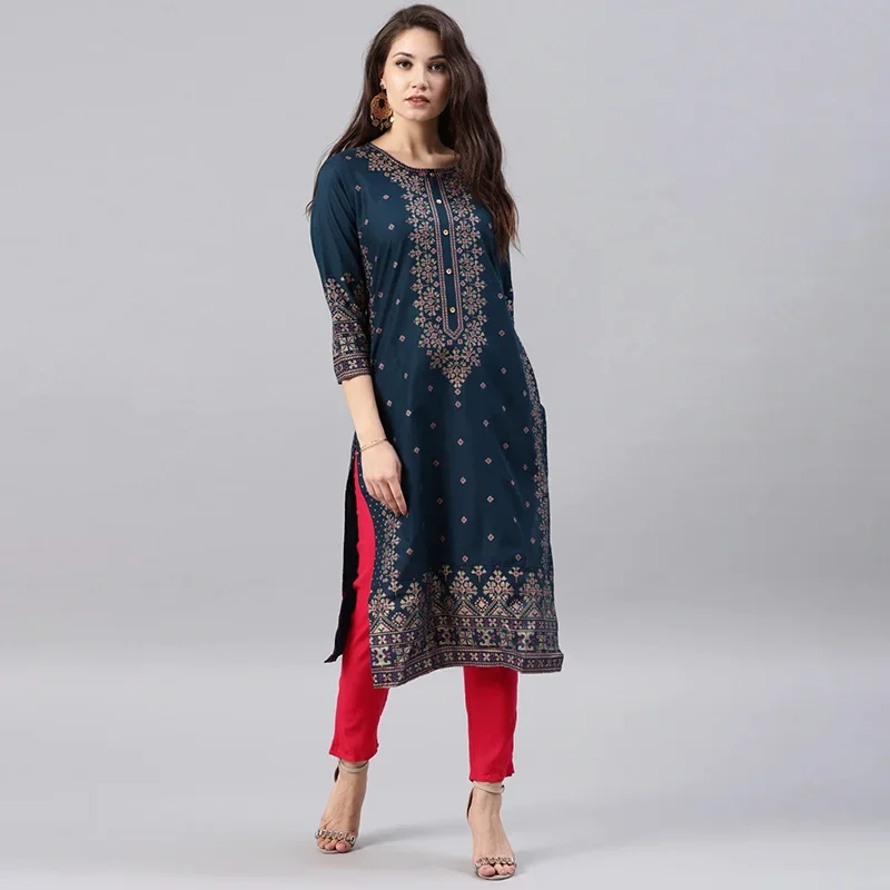 인도 원피스 Kurtas 여성용 용수철 여름 코튼 프린 - Summer Clothing Pakistan 리뷰 및 가격
